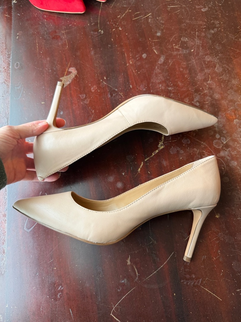 Like New Banana Republic Pointed Toe High Heels in Red and Nude - Picture 8 of 13